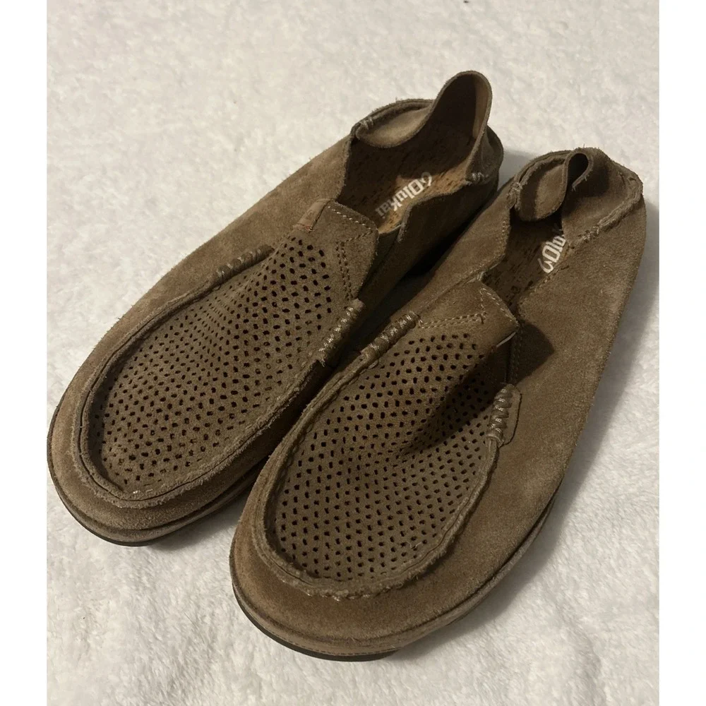 OluKai Moloa Kohana Mens 10 Brown Suede Leather Slip On Loafers 10184-1010